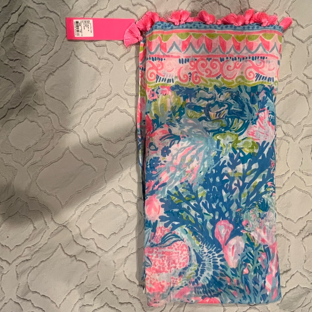 Colorful Patterned Scarf with Tassels